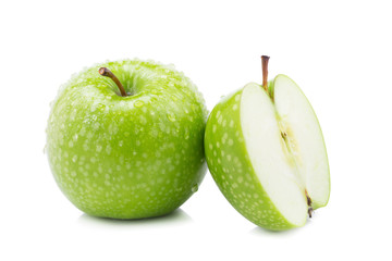 Fresh green apples isolated on white background.