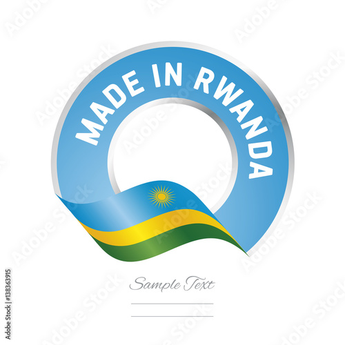 "Made in Rwanda flag blue color label logo icon" Stock image and