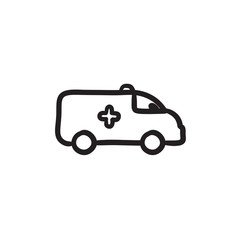 Ambulance car sketch icon.