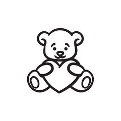 Teddy bear with heart sketch icon.