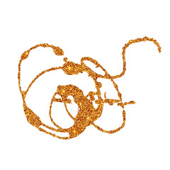 Gold glitter texture blot isolated on white background. Vector illustration.