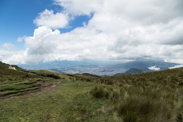 Fototapeta na wymiar View from Pichincha to Quito; Ecuador 