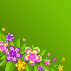 Colorful paper flowers application background. Vector illustration.