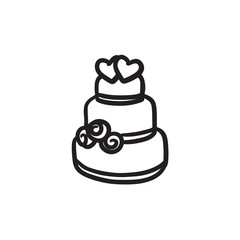 Wedding cake sketch icon.