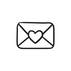 Envelope with heart sketch icon.