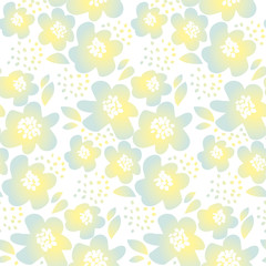 tender color floral vector illustration in retro 60s style. abstract hand drawn flowers seamless pattern for fabric, wrapping paper, baby projects.