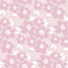 tender color floral vector illustration in retro 60s style. abstract hand drawn flowers seamless pattern for fabric, wrapping paper, baby projects.