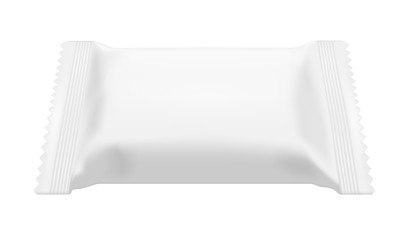 White blank plastic or paper washing powder packaging. Sachet for bread, coffee, sweets, cookies and gift