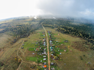 Village in the backwoods of Russia. The view from the top.