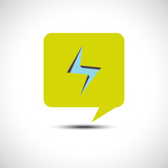 Bolt Speech balloon Icon .Flash Icon. Flat Vector Icon.