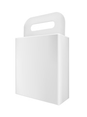 Realistic white paper or plastic packaging box with hanging hole