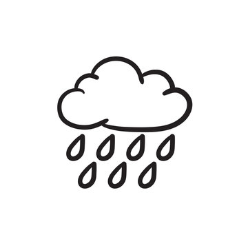 Cloud and rain sketch icon.