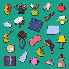 Set of colorful  sleep and insomnia icon