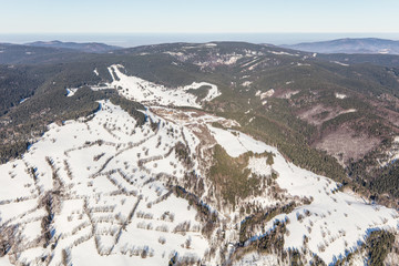 aerial  view of the  winter mountains