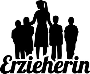 Childcare Worker silhouette with german female job title