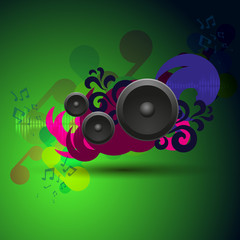 Abstract vintage music background with round speakers