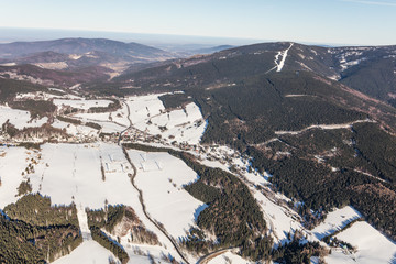 aerial  view of the  winter mountains