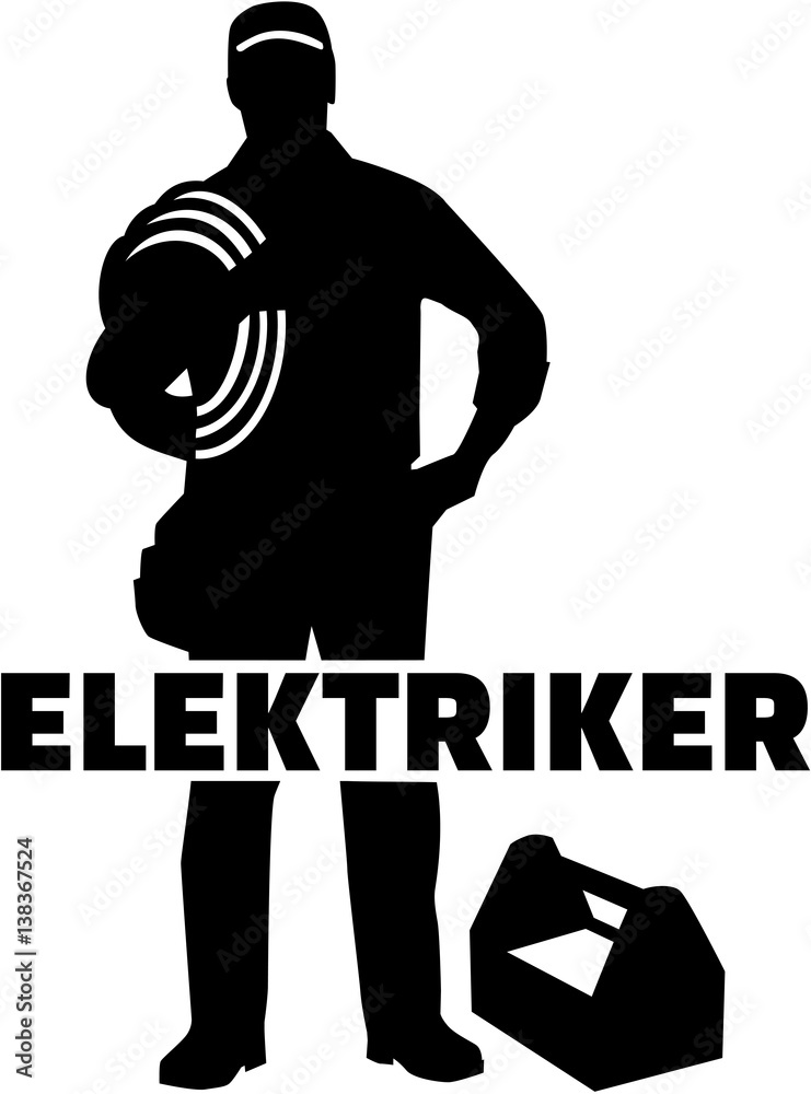 Wall mural Electrician silhouette with german job title