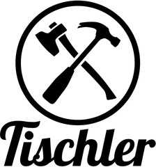 Joiner german job title with crossed carpenter tools