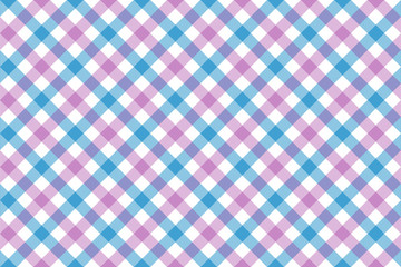 Pink blue check diagonal fabric texture background seamless pattern