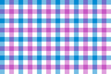 Pink blue check fabric texture background seamless pattern