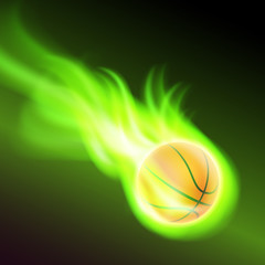 Fototapeta premium Burning basketball on green fire