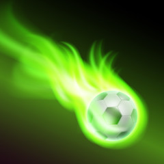 Naklejka premium Burning football on green fire