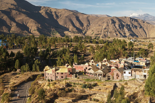 View of Chivay town in Peru