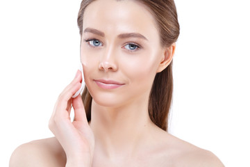 Obraz na płótnie Canvas Woman beauty mask cream cosmetics skin care