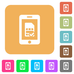 Mobile simcard accepted rounded square flat icons