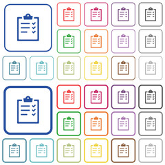 Task list outlined flat color icons