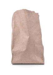 Brown paper bag isolated over white background