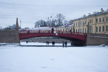 Red Bridge in St. Petersburg
