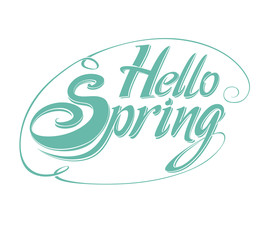 Hello Spring. Title design. Vector lettering template.