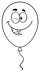 Winking Black And White Balloon Cartoon Mascot Character. Illustration Isolated On White Background