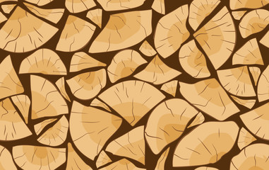 Pile of firewood logs seamless pattern 