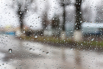 Drops of rain on the window 
