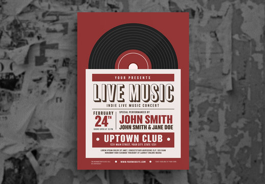 Live Music Event Flyer with Record Illustration 1