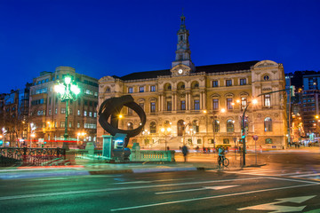 Fototapeta na wymiar views to historical Bilbao city hall, Spain