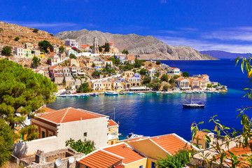 Obraz premium Amazing Greece - view of colorful Symi island, Dodecanesse