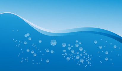 Wave and bubbles in water
