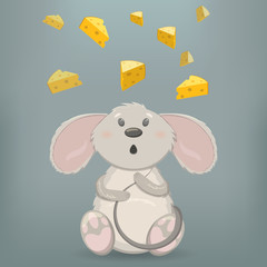 Vector illustration of a surprised little mouse
