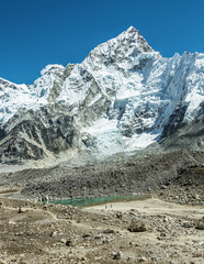 View of the Gorak Shep village from Kala Patthar - Everest region, Nepal, Himalayas