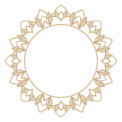 Round frame in vintage style of stylized leaves. Border for decoration postcards, logos, banners, clearance of goods and promotional products.