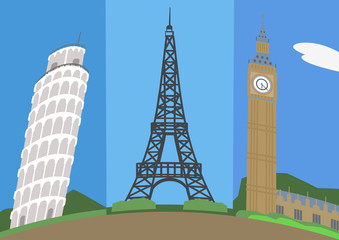 cartoon europe attractions vector background