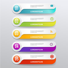 Template vector infographic set 5 options. 
Abstract modern design can used for banner diagram workflow and web design layout,  presentation templates background.