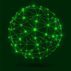 VECTOR glowing illustration: wire frame connecting globe network.