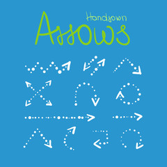Hand-drawn arrows infographic element and sign set