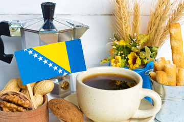 Breakfast patriot, flag of Bosnia and Herzegovina. 
