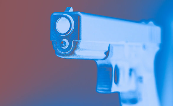 Handgun .45 Caliber in Red, White, Blue 